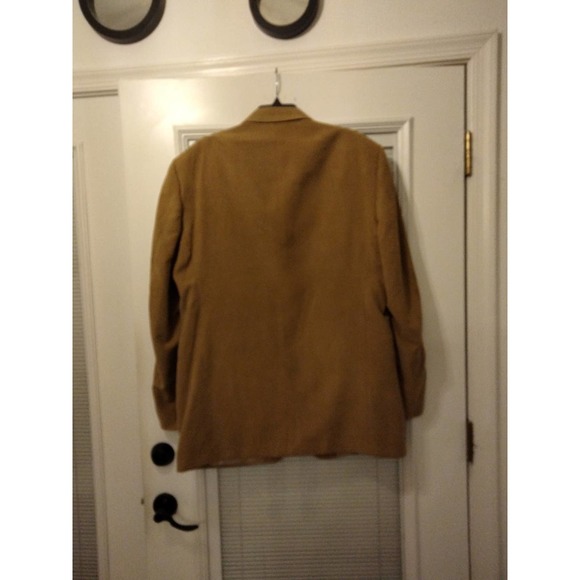 Beige Tan Faux Suede 3 button Men Blazer Size 44 L - Picture 5 of 10